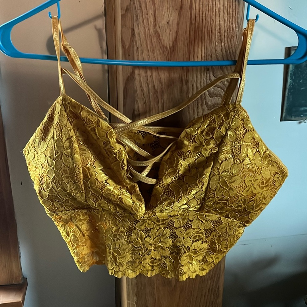 Mustard lace bralette